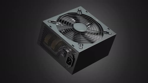 3D Animation of Rotating Computer Power Supply Unit