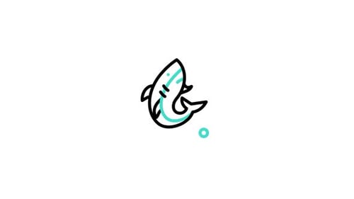 Minimalist Animated Swimming Shark Icon