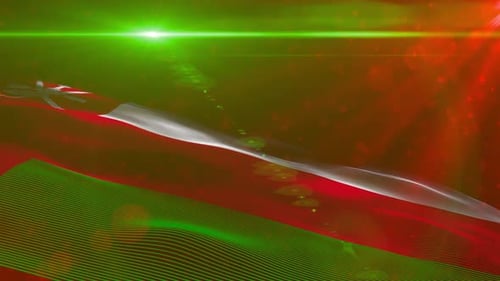 Oman Flag Waving Digital Animation with Bright Light Flares