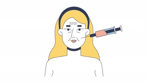 Anti-Aging Wrinkle Removal Injection Flat Design Animation