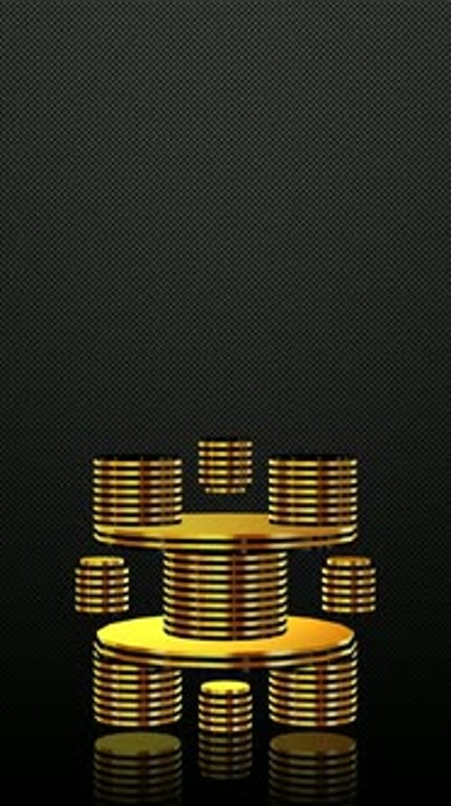 Vertical Background, Black and Gold Figure, Shape, Unique Design, Exclusive, 3D Render, Mirror