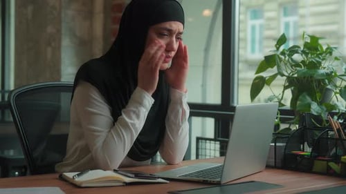 Muslim Islamic Woman in Hijab Arabian Businesswoman Female Business Girl Worker Manager Employer