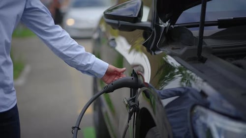 An Electric Vehicle Charging Station with a Modern Car is Essential for Sustainable Transportation