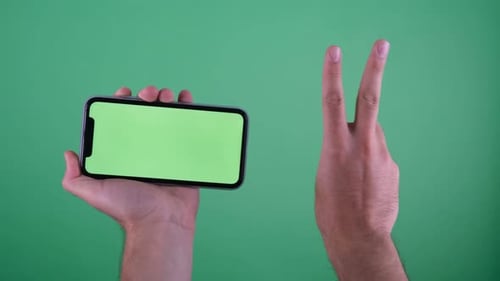 green screen phone two finger