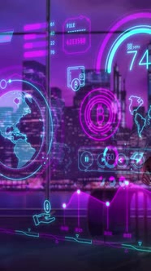 Artificial Intelligence Monitors the Movement of Cryptocurrencies 3D Render