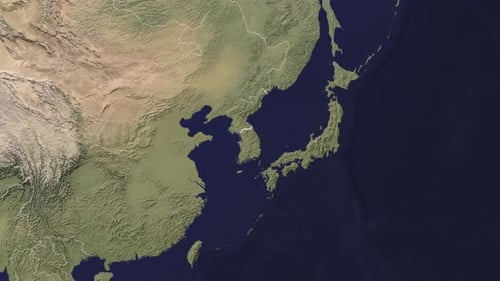 Realistic Earth Globe Zoom into East Asia Map