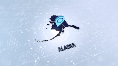Animated 3D Map of Alaska with Pulsing Location Pin
