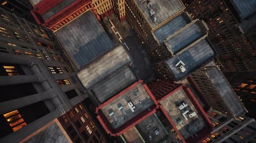 Vista aérea de la ciudad con encrucijadas y edificios