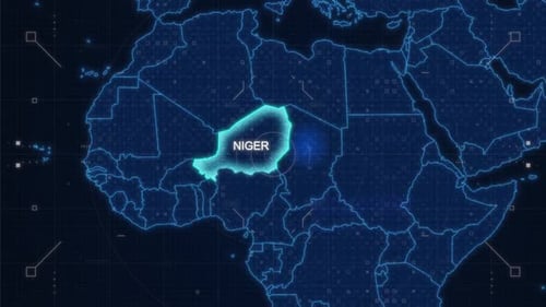 Futuristic Digital World Map Zoom to Country Highlight Animation