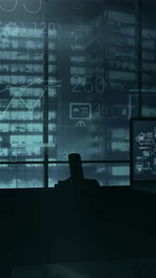 Mobile Device Financial Infographic on Office Laptop Screen