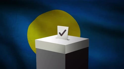 Casting vote into the ballot box during Palau election