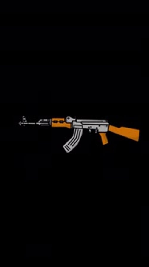 AK-47 Gun 2D Game Weapon On Alpha Channel Vertical