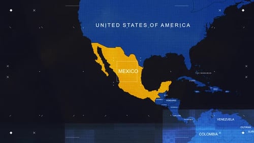 Mexico Map Black And Blue Breaking News Style
