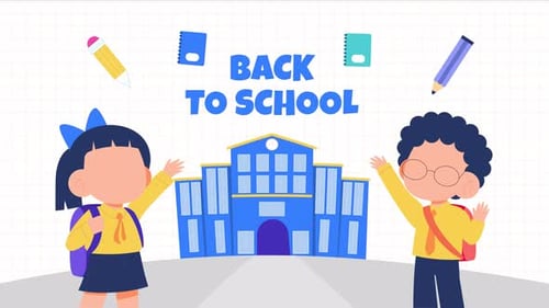 Cartoon Back To School Animation 4K