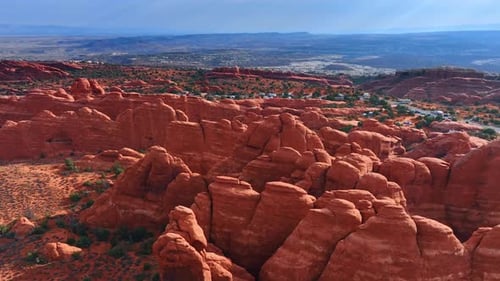 Aerial View of Sandstone Rock Formations in Utah Desert