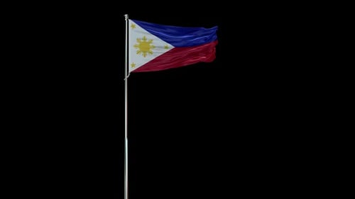Realistic Waving Philippines Flag on Pole Animation
