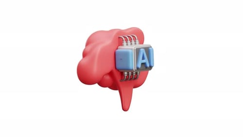 Pink Brain With An Ai Chip Attached To It