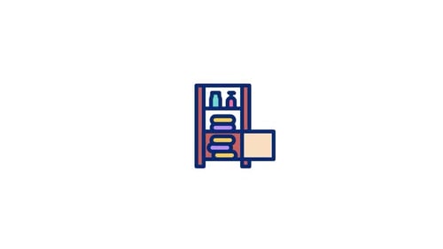 Animated Modern Shelf Icon with Storage Items Reveal