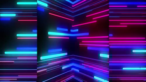 Abstract Neon Glowing Lines Moving Background