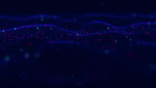 Technologie futuriste : mouvement ondulatoire avec points de données cloud, concept de cyberespace numérique abstrait, numérique