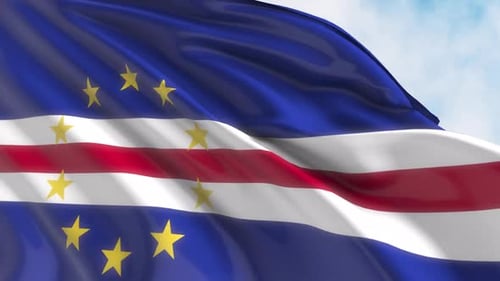 Realistic Cape Verde Flag Waving Loop