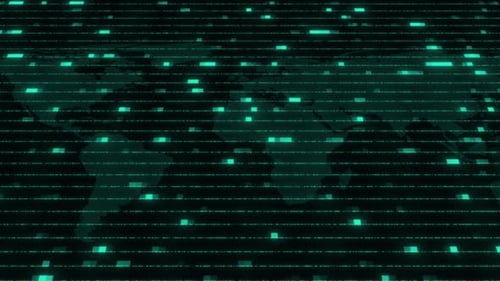Futuristic Digital Data Stream World Map Background