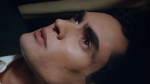 Sleepy Passenger Staring Rainy Window Automobile Close Up Man Riding Vertical