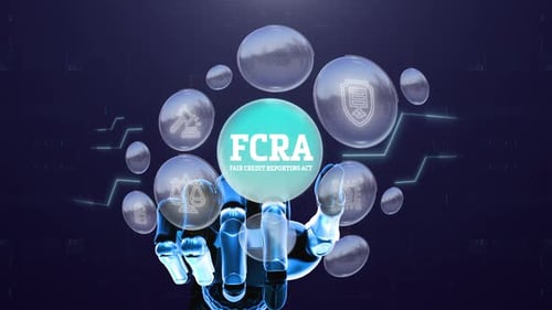 Futuristic Robotic Hand Revealing FCRA Legal and Tech Concepts