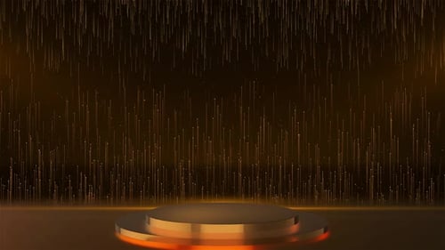 Golden Podium Stage with Elegant Falling Particle Lights