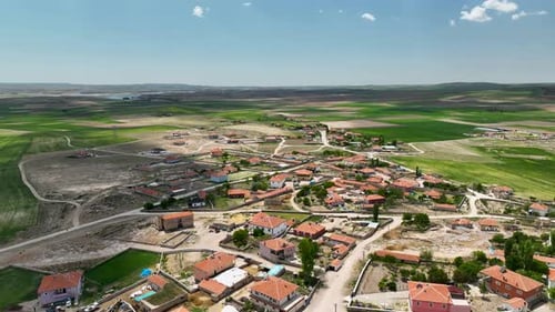 Red Roof Village Aerial View 4 K Turkey
