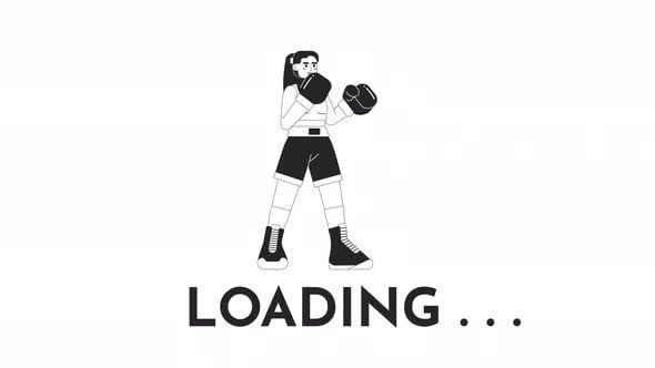 Animated Bw Kickboxing Woman Loader, Elements Motion Graphics ft ...