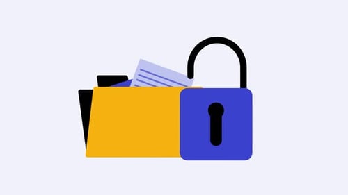 Flat Design Folder and Padlock Security Animation