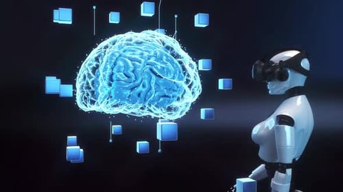 Artificial intelligence concept, electronic brain powered by processor.