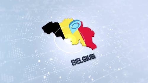 Animated 3D Belgium Map with Flag and Location Pin