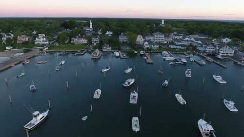 Aerial view of Edgartown Harbor, United States.