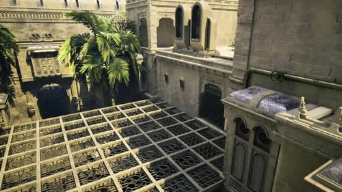 Radiant Lattice Structure with Shadow Play and Tropical Canopy Above