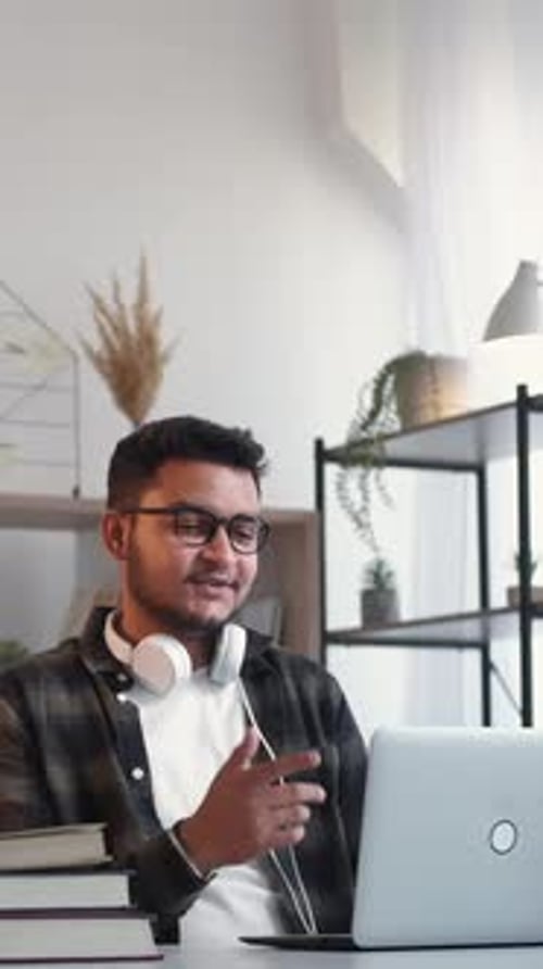 Young Adult on Video Call at Home