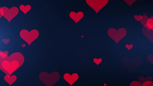 Romantic Floating Red Hearts Loop Background Animation