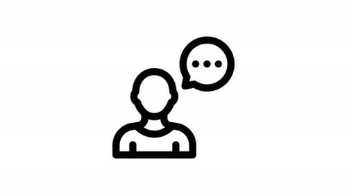Flat Design Animated Person Icon with Speech Bubble
