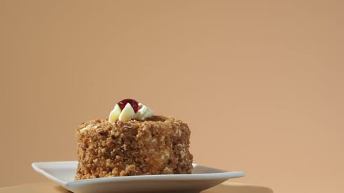 Delicious Cake with Cream and Berry Topping