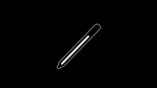 Nano-Kollektion: Ikonenanimation von Quecksilber, das in einem Thermometer vor schwarzem Hintergrund aufsteigt