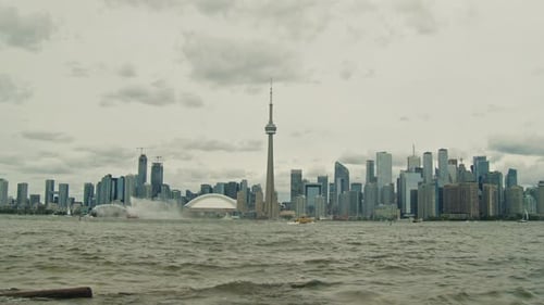 Toronto Cityscape From an Island on Lake Ontario on a Cloudy Day