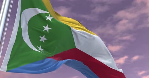 Comoros National Flag Waving Animation Loop