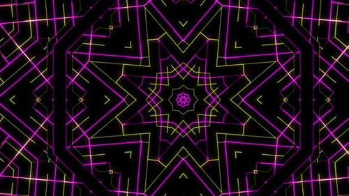Abstract Glowing Geometric Lines Kaleidoscope Motion Background