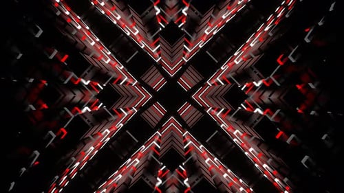 Red And White Neon Light Moves In Rectangles Background Vj Loop In 4K