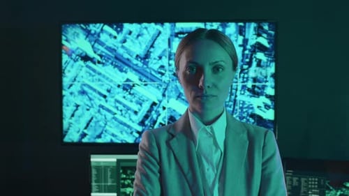 Serious Female Civil Officer in Surveillance Hub