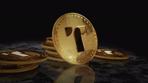 Golden 3D Digital Coin Animation with Rotating Symbol