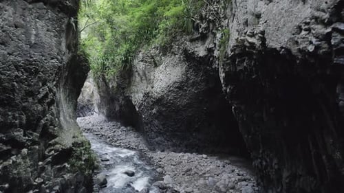 Narrow gorge river in jungle