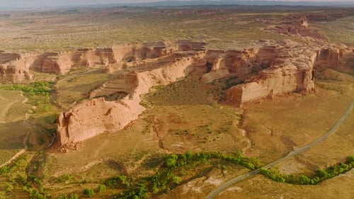 Scenic picture of wonderful canyons of Utah, USA. Drone footage over the rocks.
