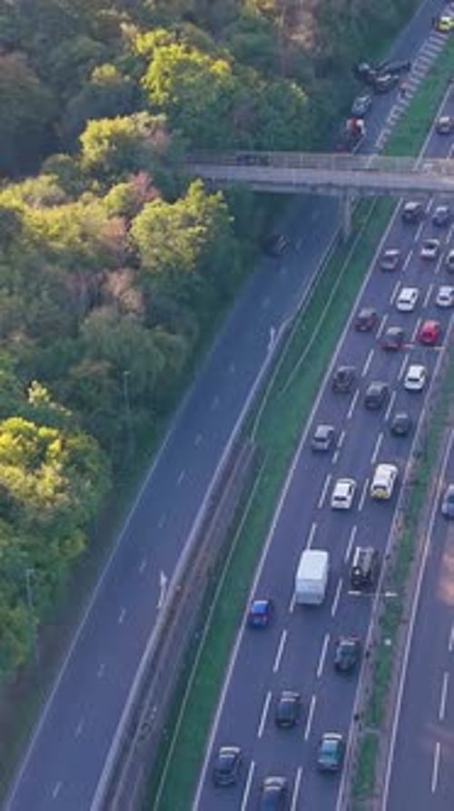 Vertical drone flyover A406 Waterworks Roundabout London, accident, police presence and traffic
